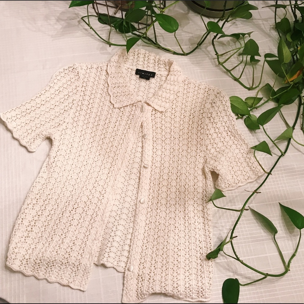 The Limited | White Vintage Short-Sleeve Sweater